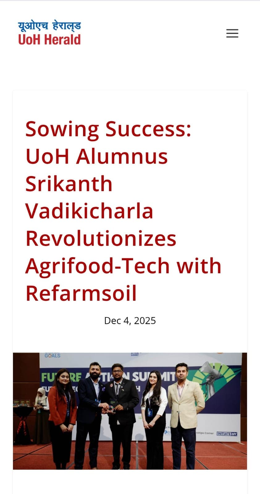 UoH Herald Proudest Alumni